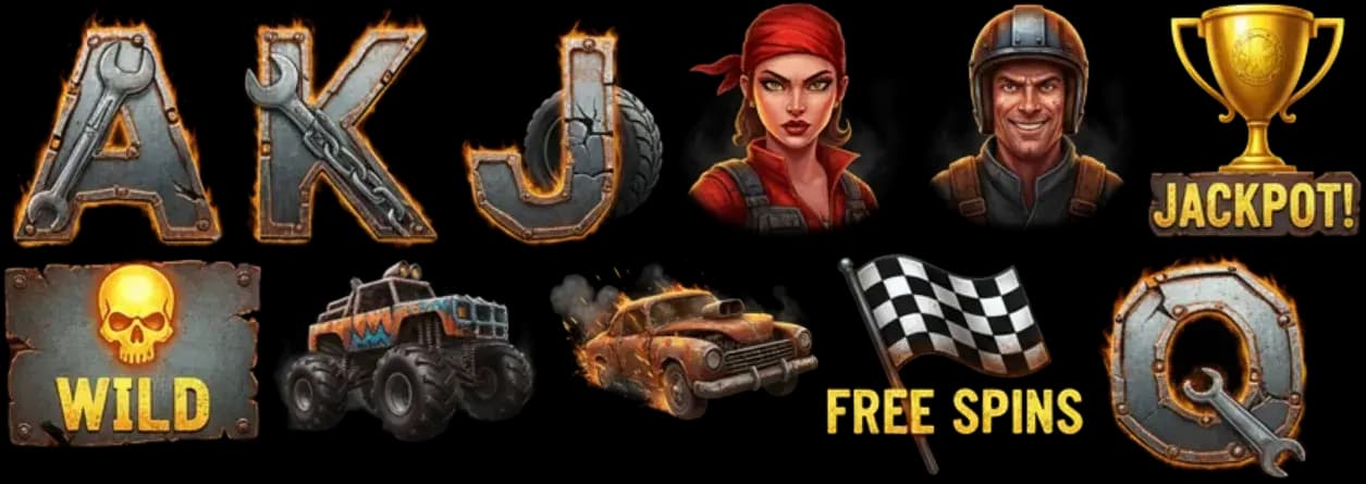 Game symbol sprites from Dust Road Derby